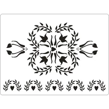 3D stencil 145*195*1 mm, tulipánok és sorminta