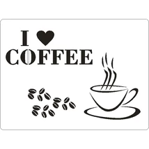 3D stencil 145*195*1 mm, I love coffee