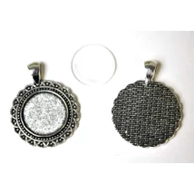 Medál kör kelta antik ezüst színű + 20 mm lencse