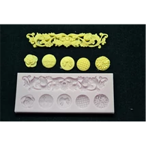 Marcipán/fondant mintázó, szilikon, szegély+5 kerek minta Marcipán/fondant mintázó, szilikon, szegély+5 kerek minta