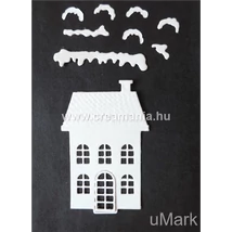 Papírkivágás ház nagy, hósipkákkal
