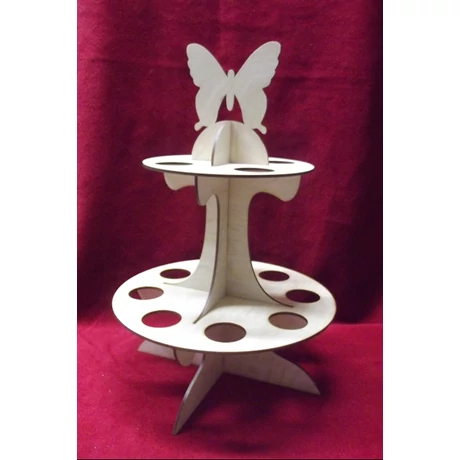Emeletes tojástartó pillangós dísszel 24*24*37,5 cm 3 mm vastag
