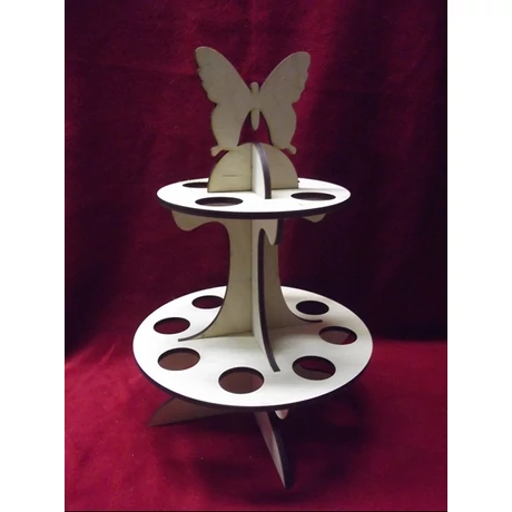 Emeletes tojástartó pillangós dísszel 24*24*37,5 cm 6 mm vastag