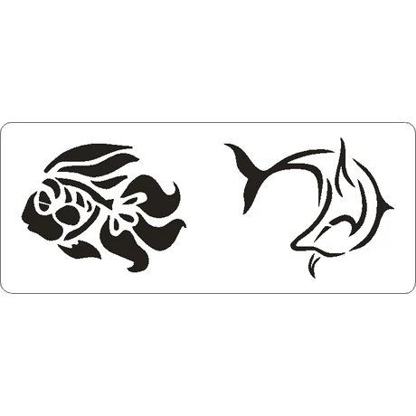 3D stencil 80*195*1 mm, hal és delfin