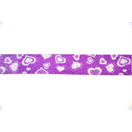 Dekorszalag glitteres lila szives 30  mm * 5 m