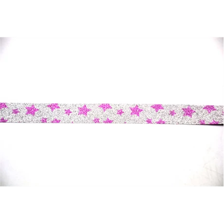 Dekorszalag glitteres lila csillagok 15  mm * 5 m