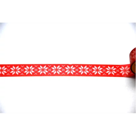 Dekorszalag piros alapon fehér minta 15 mm * 10 m