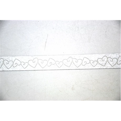 Dekorszalag szívsor ezüst 15 mm x 10 m
