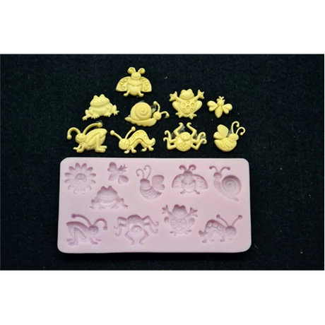 Marcipán/fondant mintázó, szilikon, apró kerti állatok (10-es)