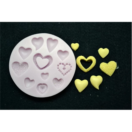 Marcipán/fondant mintázó, szilikon, szívek 11-es