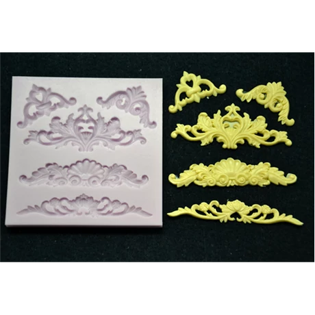 Marcipán/fondant mintázó, szilikon, ornament sarokdísz (5-ös)