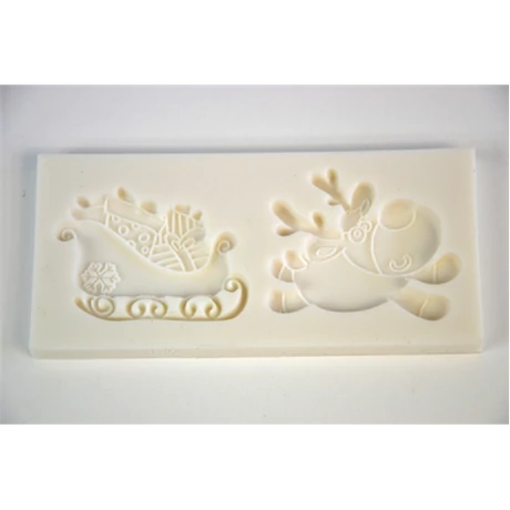 Marcipán/fondant mintázó rénszarvas szánnal