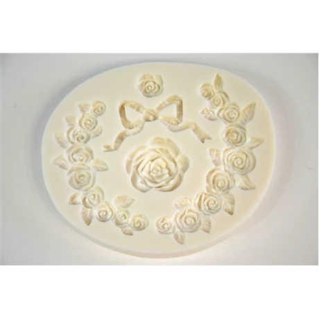 Marcipán/fondant mintázó rózsa inda masnival